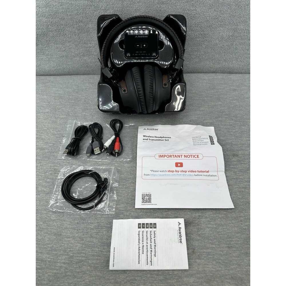 AVANTREE HT4189 - Wireless TV Headphones With Transmitter Set *UNTESTED* K